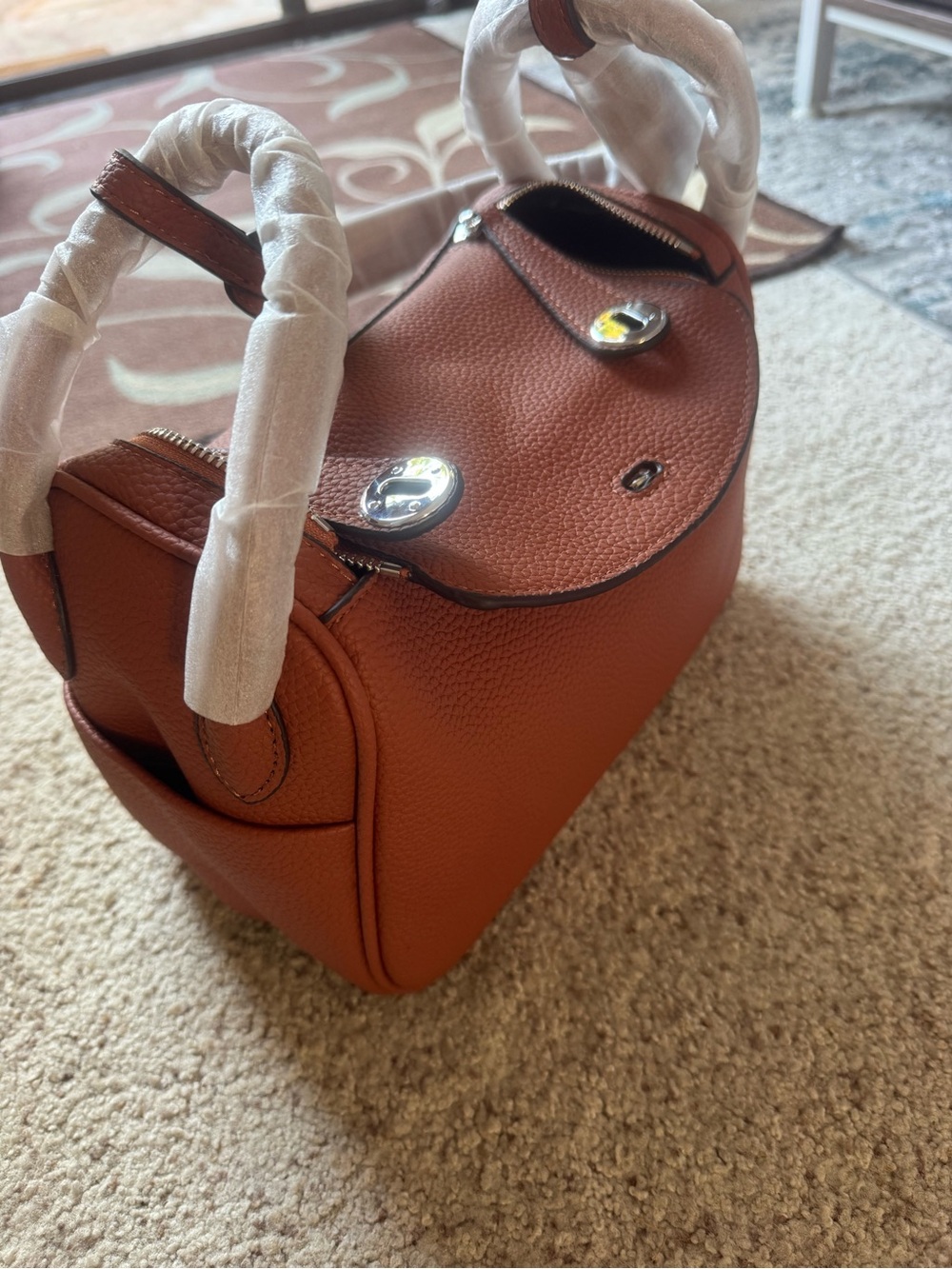 Classic Top-Handle Women’s Bag in Cognac Brown - Picture 7 of 8